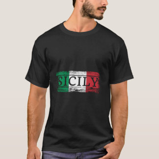 T-shirt Sicilien Italien Italie Drapeau I Sicile Vacances 