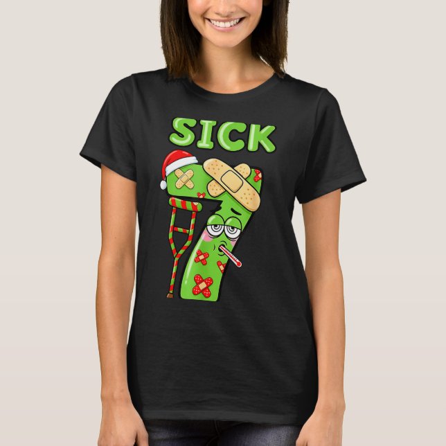 T-shirt Sick Seven Meme 67 Number Santa Hat Christmas Men  (Devant)