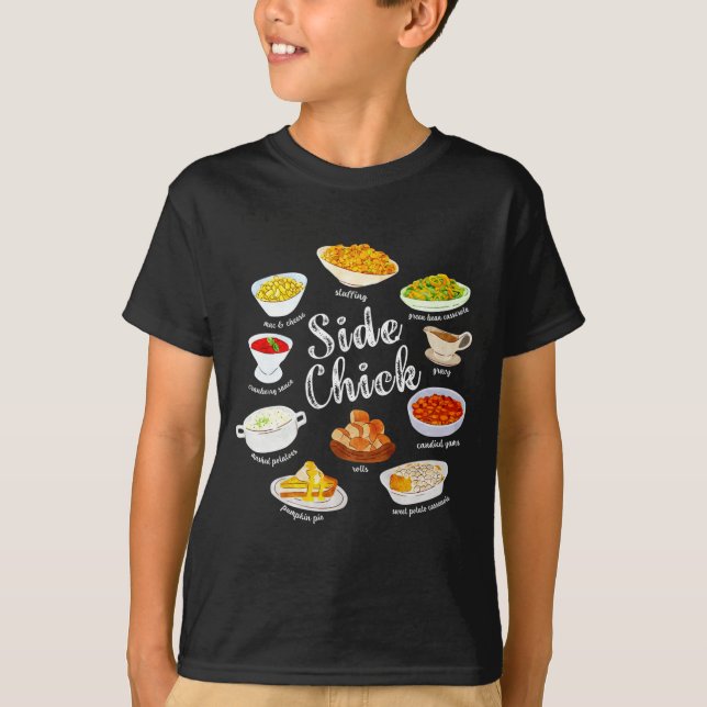 T-shirt Side Chick,funny Thanksgiving Dishes Gift Tee Men  (Devant)