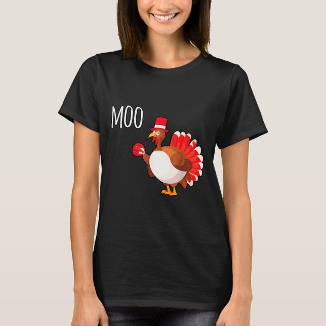 T-shirt Side Eye Moo Turkey Funny Thanksgiving Autumn Fall (Devant)