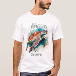 T-shirt Siège Bahamas Tortue Drapeau bahamien Plage Grand