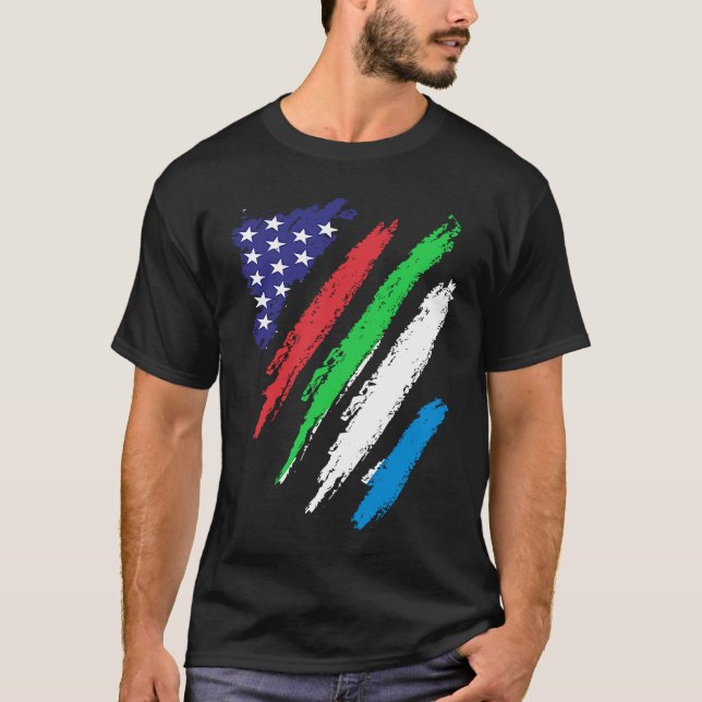 T-shirt Sierra Leone American Grosse Drapeau USA Patriot H (Devant)