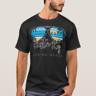 T-shirt Siesta Key Beach Floride Palm Tree lunettes de sol