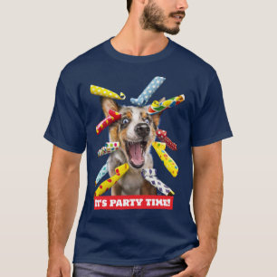 T-shirt Sifflets de fête pour chien heureux