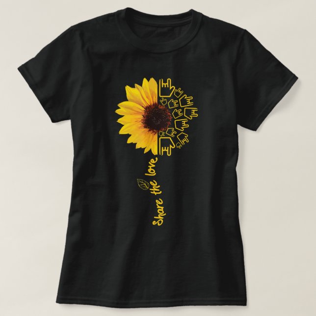 T-shirt Sign Language - ASL - American Sunflower - Share (Design devant)