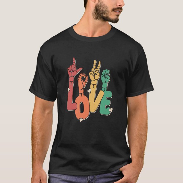 T-shirt Sign Language Love ASL Deaf Hearing Impaired Inter (Devant)