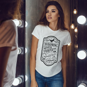 T-shirt Signal d'avertissement de sorcière d'Halloween vin