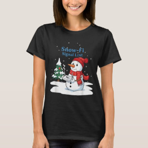 T-shirt Signal Snow-Fi Perdu Drôle de Bonhomme de Neige Ar