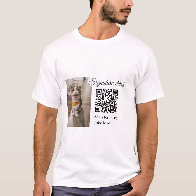T-shirt Signature boisson scanner QR code ajouter le nom d (Devant)