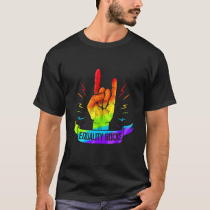 T-shirt Signe Coloré De La Main Des Cornes Lgbtq Égalité R