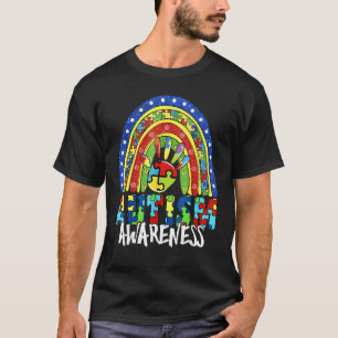 T-shirt Signe de la main Autisme Sensibilisation Arc-en-ci
