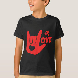 T-shirt Signe de la main Je t'aime Asl Saint-Valentin Drôl