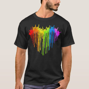 T-shirt Signe de la main Je t'aime Cœur Arc-en-ciel Asl Fi