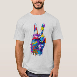 T-shirt Signe de paix à égouttement de peinture colorée Gr