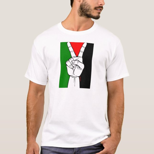 T-SHIRT SIGNE DE PAIX DE DRAPEAU DE LA PALESTINE (Devant)