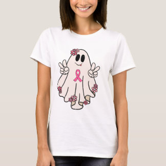 T-shirt Signe de paix fantôme mignon Halloween Cancer du s