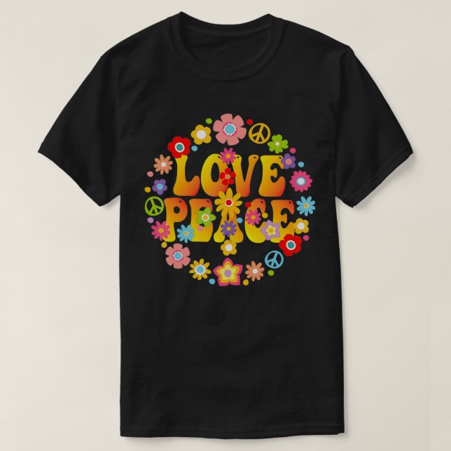 T-shirt SIGNE DE PAIX LOVE 1960 1970 Tie Dye Hippie Super (Design devant)