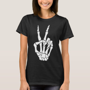 T-shirt Signe de paix main squelette Halloween Ske de poch