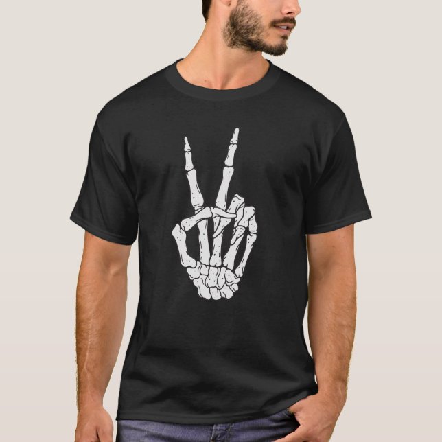 T-shirt Signe de paix pour les squelettes (Devant)