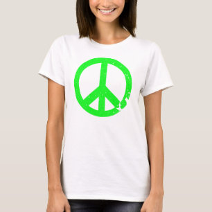 T-shirt Signe de paix vert au néon affligé par KRW