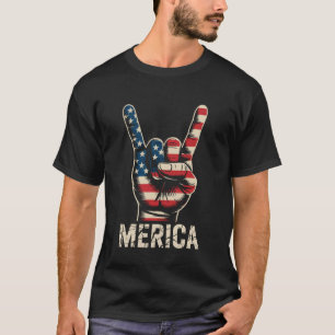 T-shirt Signe de roche Merica 4 juillet Drapeau américain