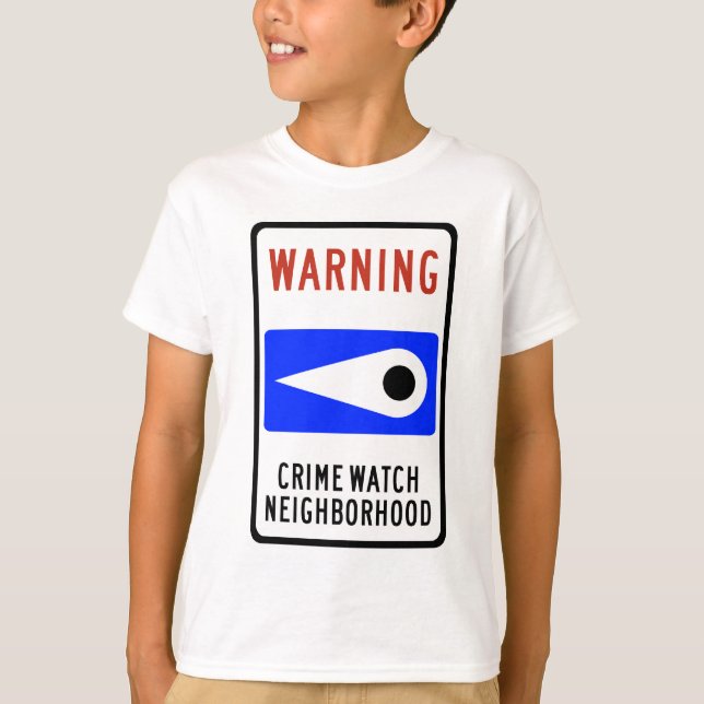 T-shirt Signe de route de voisinage de montre de crime (Devant)