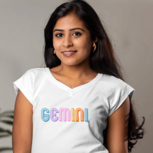 T-shirt Signe du zodiaque gémeaux moderne blanc simple ann