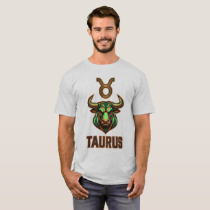 T-shirt Signe du zodiaque Taureau Moderne Vert Mascotte d'
