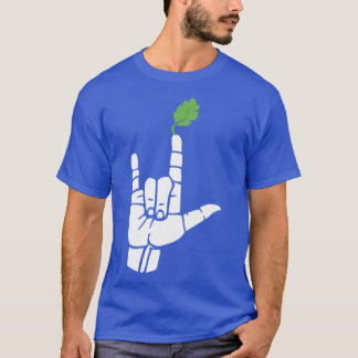 T-shirt SIGNE ILY plus feuille verte ASL Signal Langue Des
