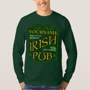 T-shirt Signe irlandais long SL de Pub personnalisé par