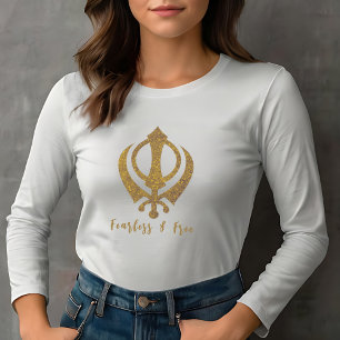 T-shirt Sikh Khanda "Sans peur et libre"