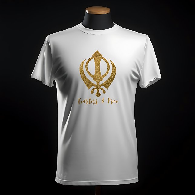 T-shirt Sikh Khanda "Sans peur et libre" (Créateur téléchargé)