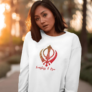 T-shirt Sikh Khanda "Sans peur et libre"
