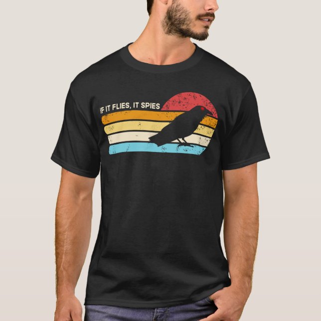 T-shirt S'il vole, il espionne la conspiration, les oiseau (Devant)