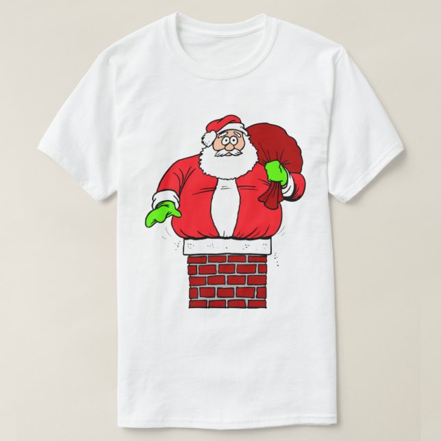 T-shirt Silencieux Père Noël À L'Arrière À Chimney Noël (Design devant)