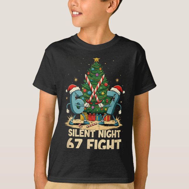 T-shirt Silent Night 67 Fight Funny Christmas Tee  (Devant)