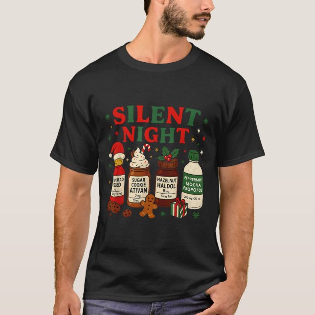 T-shirt Silent Night Profol Icu Nurse Funny Christmas Medi (Devant)