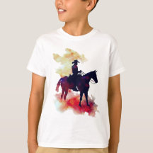 Silhouette Abstraite Cowboy Riding Horse