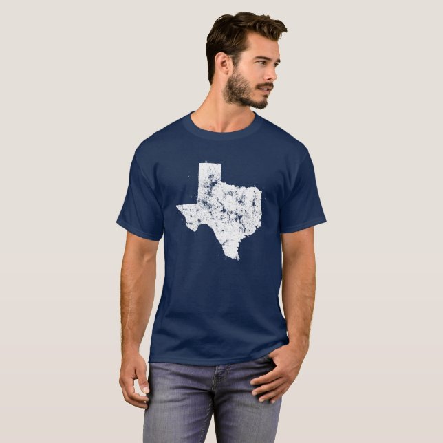 T-shirt Silhouette affligée de carte d'état du Texas (Devant entier)