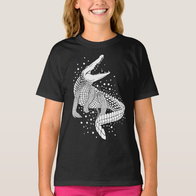 T-shirt Silhouette blanche d'animal - Crocodile (Devant)