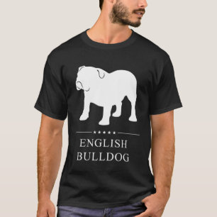 T-shirt Silhouette blanche de Bulldog anglais