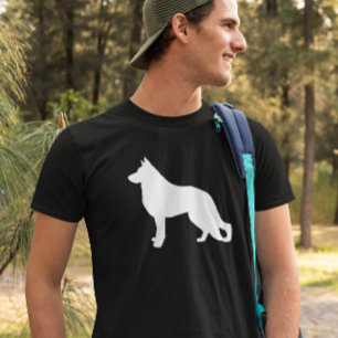 T-shirt Silhouette blanche de chien de berger allemand
