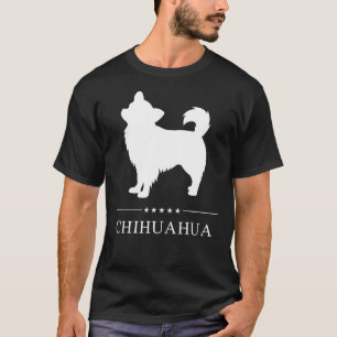 T-shirt Silhouette blanche longue Haired Chihuahua