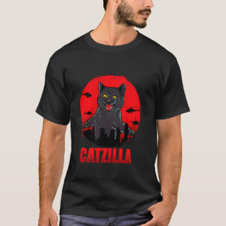 T-shirt Silhouette Catzilla- Funny Cats Cartoon Cool Desig