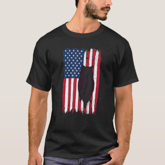 T-shirt Silhouette d'animal de hibou Drapeau américain Usa