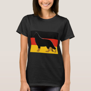 T-shirt silhouette de berger allemand sur drapeau bicolore