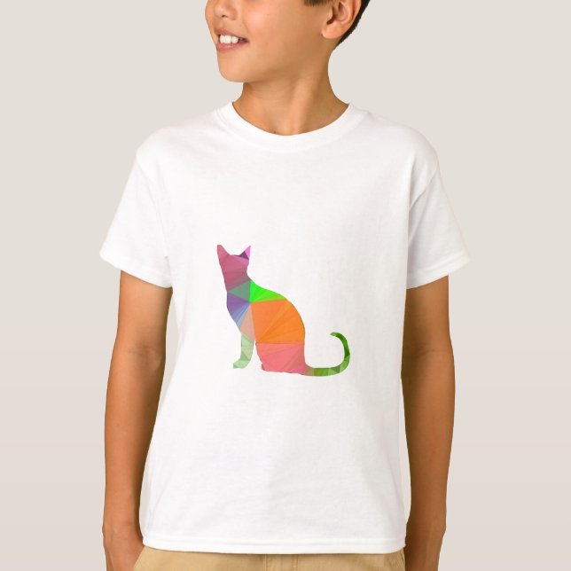 T-shirt Silhouette de chat à faible densité (Devant)