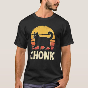 T-shirt Silhouette de chat Chonks enjoué au coucher du sol