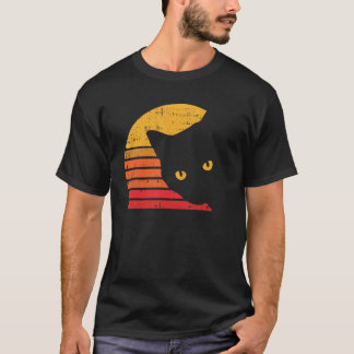 T-shirt Silhouette de chat paresseux Costume Halloween Rét