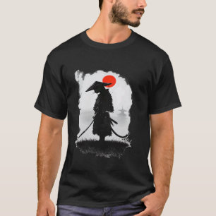 T-shirt Silhouette de chat samouraï Japon Bushido u2013 Ja